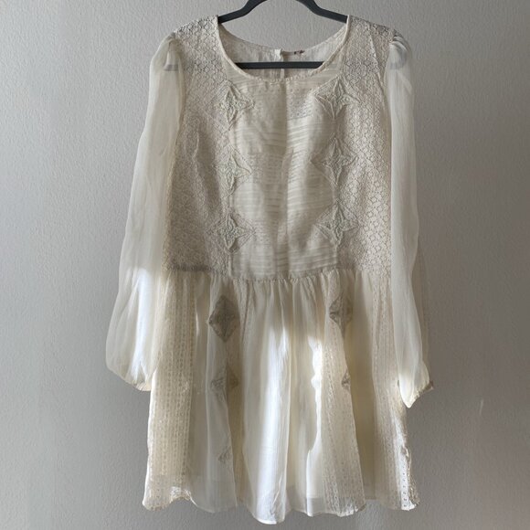 π€ Boho FREE PEOPLE Embroidered Peasant Lace Dress β Effortlessly Romantic! πΏ - Picture 2 of 7